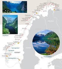 Map Of Norway Fjord And Cities Oslo Glacier Flam Hardangerfjord Bergen Sognefjord Geirangerfjord Alesund Kristiansund Trond Norway Travel Norway Fjords Norway