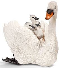 Schleich White Swan W Cygnets Schleich Pet Toys Animal Figurines