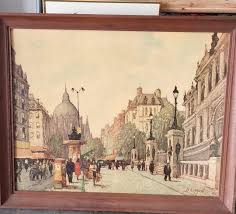 My dad recently passed away and he had a ton of random paintings in his  apartment. This one is called "At Home Abroad", by Marcel Brisson. I was  wondering if anyone had any information