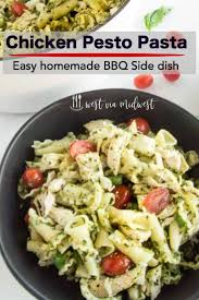 Freshly Made Pesto Tossed Thru This Chicken Pesto Pasta Salad Is A Potluck Standout As A Main Dis Pesto Chicken Pasta Pesto Pasta Recipes Chicken Pesto Chicken
