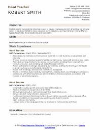 Cv format choose the right cv format for your needs. Head Teacher Resume Samples Qwikresume
