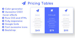 Flight Responsive Bootstrap Pricing Tables With Color Generator Codeholder Net Pricing Table Color Generator Web Template Design