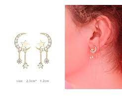 ピアス レディース 月 星 ビジュー入り プチプチ ロマンチック 大人可愛い 彼女へのプレゼント ピアス レディース ピアス 彼女 プレゼント