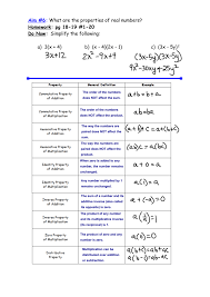 Solving quadratic and exponential equations and functions. Aim 6 What Are The Properties Of Real Numbers Homework Pg 18
