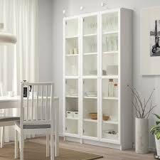 Billy Oxberg Bookcase With Glass Doors White 47 1 4x11 3 4x79 1 2 Ikea Bookcase With Glass Doors Glass Cabinet Doors Glass Shelves Kitchen