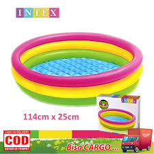 Kolam renang anak keluarga bestway 54006 family swim pool. Intex Kolam Renang Pelangi Uk 114 X 25 Cm Kolam Renang Anak Bayi Rainbow Pool Shopee Indonesia