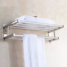 Distinguished by smooth, contemporary lines, this coralais hotelier offers a spacious upper shelf with towel bar below. Stainless Steel Double Towel Rack Wall Mount Bathroom Shelf Bar Rail Hotel Style Walmart Com Walmart Com