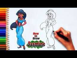 All my lessons are narrated and drawn in real time. How To Draw Disney Princess Jasmine From Aladdin Easy Drawing Tutorials Learning For Arts Youtube