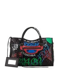 Balenciaga Classic City Graffiti Print Satchel Bag Satchel Bags Balenciaga Classic City Bags