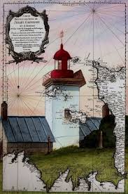 Le Phare De La Pointe D Agon Coutainville Aquarelle Sur Carte Marine Format 54x76 Cm Peinture De Voilier Carte Marine Phare