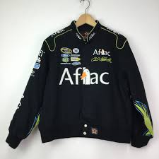 Large patches are definitely more popular than direct embroidery on jackets. Vintage Carl Edwards Aflac Nascar Twill Jacket