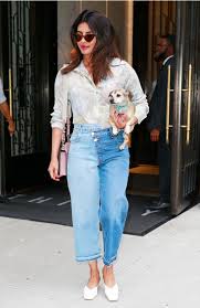 Priyanka Chopra Steps Out In Edgy Mom Jeans And A Sheer Floral Top With Her Cute Dog Priyanka Chopra Street Style Street Style Looks