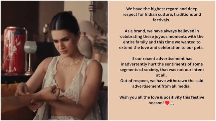 Kriti Sanon's rakhi ad pulled by brand after severe backlash, says move  'out of respect'