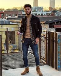 Denim jackets for men to fit your personal style Dark Brown Denim Jacket Outfits For Men 34 Ideas Outfits Lookastic