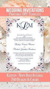Kaitlyn Wedding Invitation Coral Navy Coral Wedding Invitations Wedding Invitations Printable Templates Navy Wedding Invitations