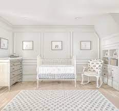 Sweet Dreams Baby Boy Benjamin Moore Oyster Shell On The Wainscoting And Built Ins Helped Create A Soothing Calm And Peaceful Space For This Client S Nurser
