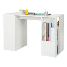 White Counter Height Craft Table With Storage Crea In 2020 Craft Tables With Storage Craft Table Diy Craft Table