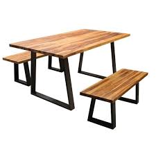 Shop black dining table sets with matching chairs in various styles like modern & traditional and shapes including round, oval, & rectangle. Amerihome Black Dining Table Bench Set With Sheesham Top 3 Piece Hcdtbenchset The Home Depot Dining Table With Bench Table And Bench Set Solid Wood Dining Set