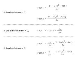 Otoh the ol'formula can be used to know if a equation has solutions and how many without solving fully the equation , something that this. C Program To Find The Roots Of A Quadratic Equation