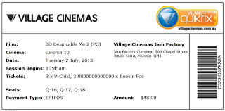 Shared By Gerry Gaffney Movie Ticket Of 3d Despicable Me 2 Hollywood Movie At Village Cinemas Victoria Austral Movie Tickets Despicable Me 2 Cinema Movies