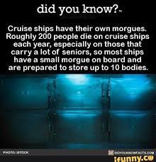 Did You Know Cruise Ships Have Their Own Morgues Roughly 200 People Die On Cruise Ships Each Year Especially On Those That Carry A Lot Of Seniors So Most S Did