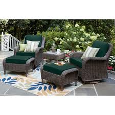 Hampton Bay Cambridge Gray Wicker Outdoor Patio Swivel Rocking Chair With Cushionguard Charleston Blue Green Cushions H056 01203900 The Home Depot Patio Furniture Layout Deck Furniture Layout Comfortable Patio Furniture