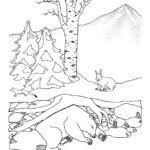 Hibernation coloring page from cartoon bears category. Animal Homes Coloring Nature