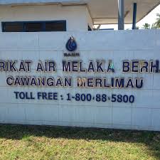 Syarikat air melaka berhad ingin memaklumkan bahawa, terdapat gangguan bekalan air tidak berjadual akibat daripada paip air mentah bersaiz 1100mm yang pecah dari gersik,muar ke melaka sehubungan dengan itu, akan berlaku pengurangan pengepaman air mentah ke loji air bertam. Syarikat Air Melaka Caw Merlimau