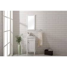 Browse a large selection of bathroom vanity designs, including single and double vanity options in a wide range of sizes, finishes and styles. 8137bw 18 Inch Free Standing Wood And Glass Single Vessel Sink Bathroom Vanity Set In White 8137bw Bn 18 Inch Free
