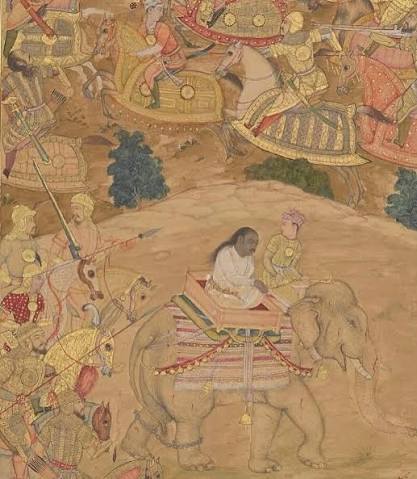 Hemu Vikramaditya – The Last Hindu Emperor of Delhi Hemu, a Bhargava Brahmin from Rewari (Haryana), won 22 battles and was crowned “Vikramaditya” in 1556 after defeating the Mughals. The painting says: “