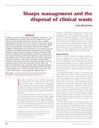 Be the first to review this product. Pdf Sharps Management And The Disposal Of Clinical Waste