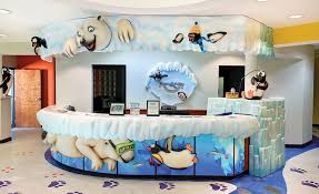 Polar Themed Kid Friendly Reception Desk In A Pediatric Medical Office Kid Spaces Dental Office Design Imagination Design Studios