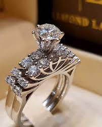 Personalized Promise Wedding Engagemen Ring Round Diamond Engagement Rings Wedding Ring Sets Engagement Rings Bridal Sets