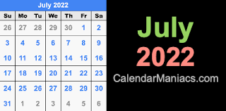 July 2022 Calendar