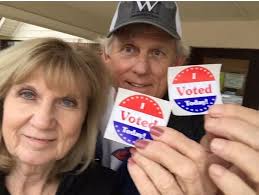 Debbie and David Pecor of the Grand Prairie Retired School Personnel early  voted!