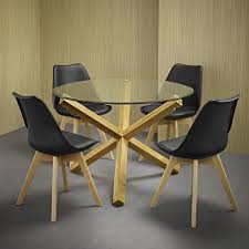Browse through our wide selection of brands, like williston forge and 17. Lpd Furniture Oporto Round Dining Table Oak Clear Glass Leader Furniture