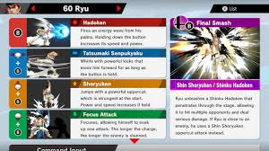 Ultimate for the nintendo switch. Super Smash Bros Ultimate Ryu Moves Gaming Videogames Supersmashbros Smashbrosultimate Smashultimate Fightinggame Ni Smash Bros Super Smash Bros Smash