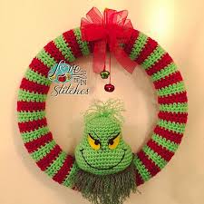 Grinch Wreath Pattern By Mary Lucas Christmas Crochet Patterns Crochet Christmas Wreath Crochet Xmas