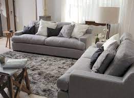 Soft fabric upholstery on a hardwood frame with overstuffed cuddle up in the soft comfort of this classic design u shape sectional. Plush Sofa 2 Seater Lounge Set Deep Seater Grey Fabric Plush Sofa Deep Sofa Sofa