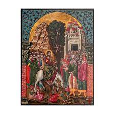 Christian festival just before easter. The Palm Sunday Icon Available In Coloured Background Palm Artis Orthodox Art Icon