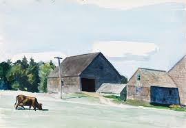Edward Hopper Farm Buildings And Cow 1927 Edward Hopper Edward Hopper Paintings Rural Scenes
