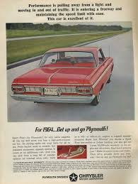 I mentally went through all the options to pick my dream car. 1964 Plymouth Sport Fury Advertisement Photo Picture