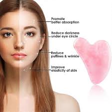 Gua Sha, Naturel Gua Sha Stone Gua Sha Rose Quartz Visage Pierre Rose  Quartz Guasha Outil de Massage Visage Pierre