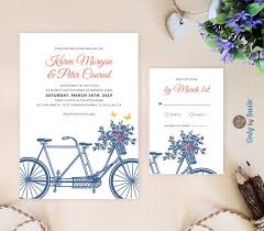 Printable Tandem Bicycle Wedding Invitation Bicycle Invite Garden Wedding Invitation Summ Bicycle Wedding Invitations Bicycle Wedding Wedding Invitations