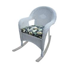 Oakland Living White Wicker Outdoor Rocker With Black Floral Cushion 2 Pack In 2020 Wicker Rocker Patio Rocking Chairs White Wicker