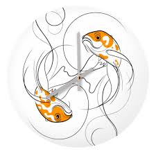 Yin yang koi fish drawing. Dancing Koi Fish Yin Yang Line Drawing Quirky Wall Clocks By Adam Regester On Artwow