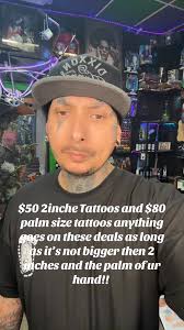Hit me up I take walk-ins today to Saturday 1 PM to 9 PM. I’m located in  Arvada Colorado off of 60th and Ralston Road., I’m doing 2 inch tattoos for  $50 and palm size tattoos for $80. Anything goes as ...