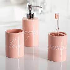 Mainstays 3 Piece Inspirational Blush Ceramic Bath Accessory Set Multi Color Walmart Com Walmart Com Find great deals on ebay for pink bathroom rug set.