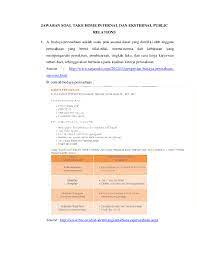 Check spelling or type a new query. Doc Jawaban Soal Take Home Internal Dan Eksternal Public Relations Arief Rachman Academia Edu