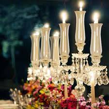 Richland votive candles & eastland clear votive holders set of 144. 32 Tall 5 Arm Premium Hurricane Taper Crystal Glass Candle Holder Tableclothsfactory